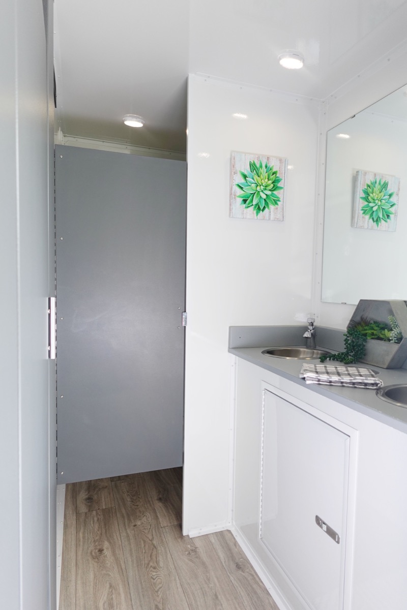 Interior private station inside luxury restroom trailer rental